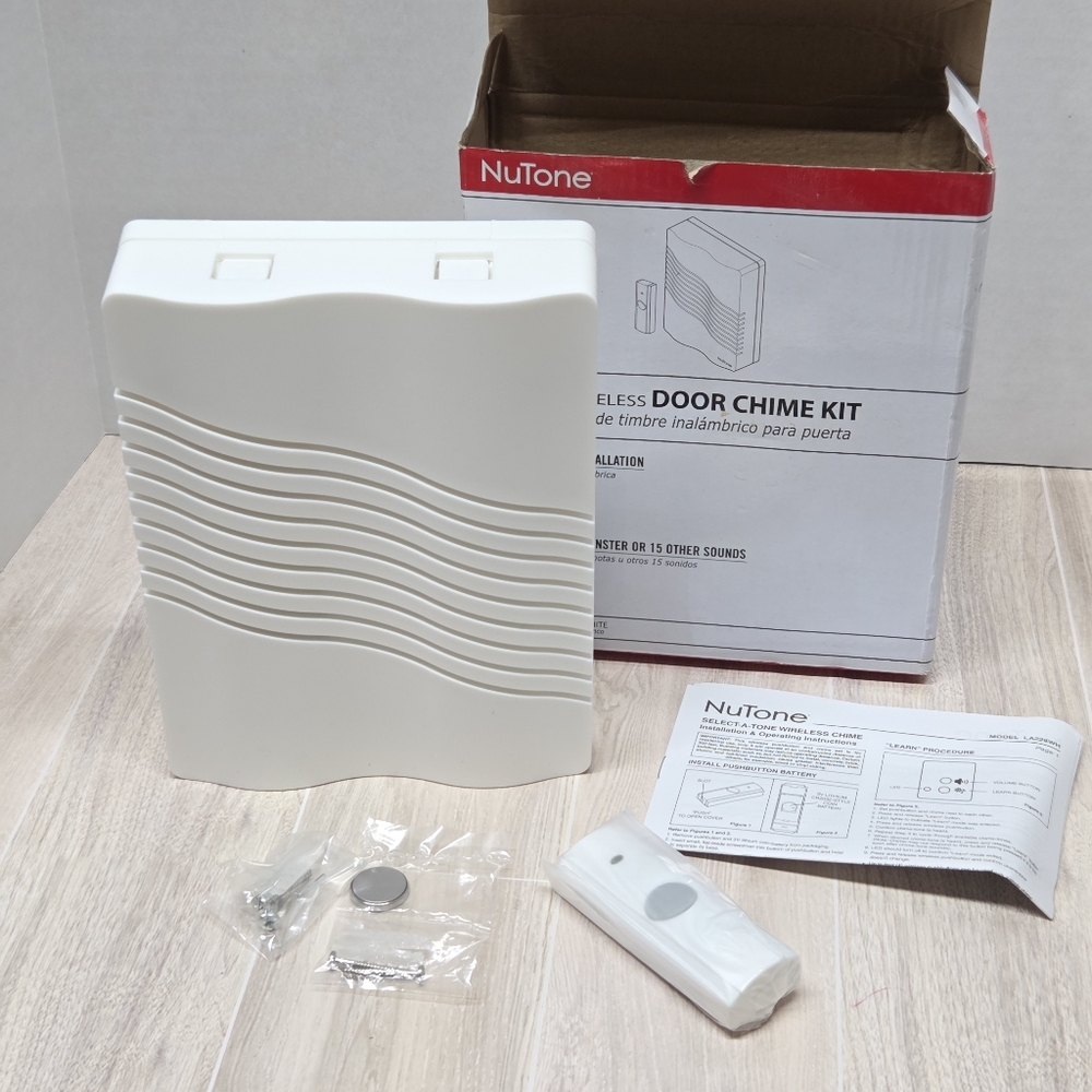 NuTone LA226WH Battery Wireless Door Chime Remote & Receiver Select Tone - NEW